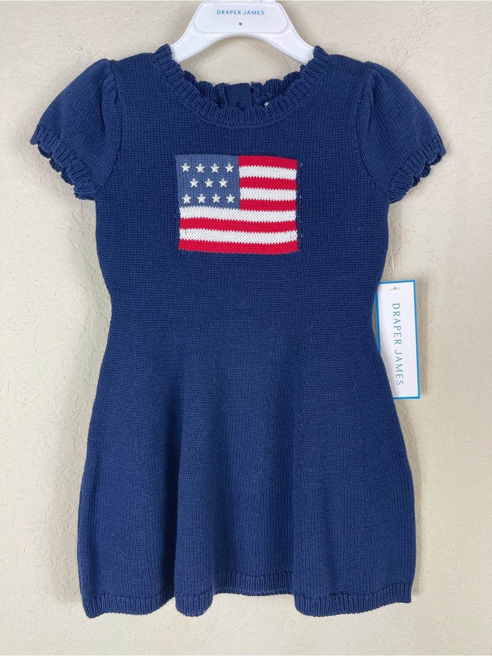 Draper James Toddler Girls American Flag Sweater Knit Dress Navy Blue Size 24M